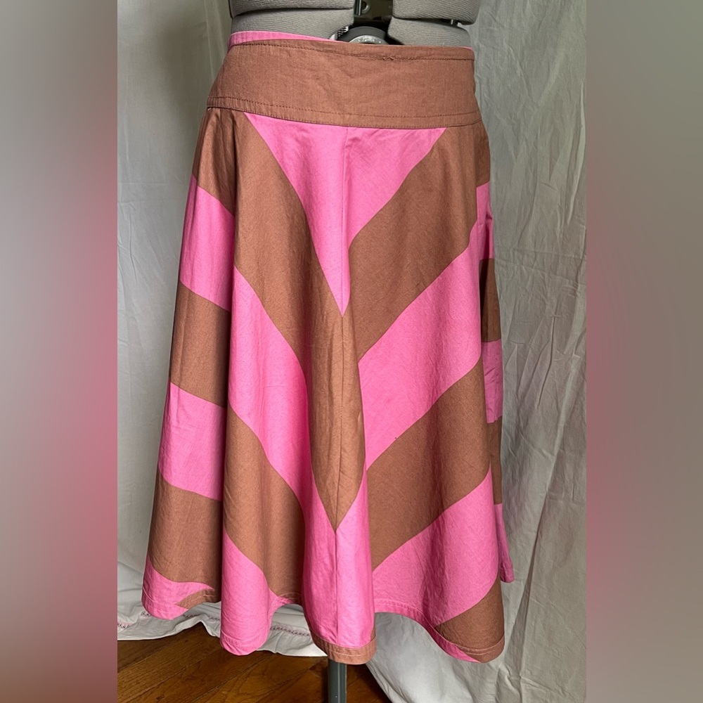 Pink/brown chevron striped circle skirt